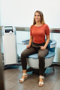 woman during non-invasive medical procedure for urinary incontinence